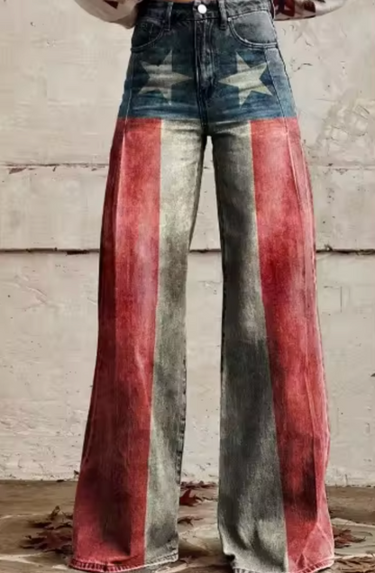 Pantalón Ancho con Diseño de Luces Brillantes