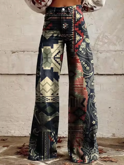 Pantalón Ancho con Diseño de Luces Brillantes