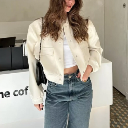 Chaqueta Mujer Corta Acolchada con Bolsillos