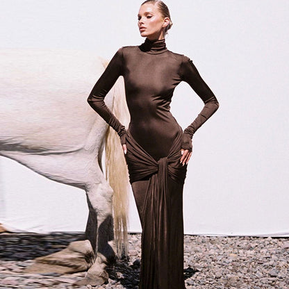 Vestido Invierno Cuello Alto Mangas Largas