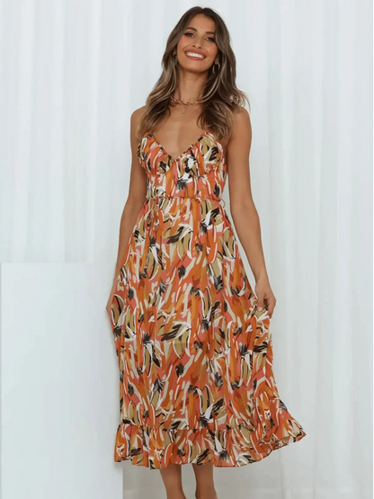 Vestido Midi Estampado Colorido