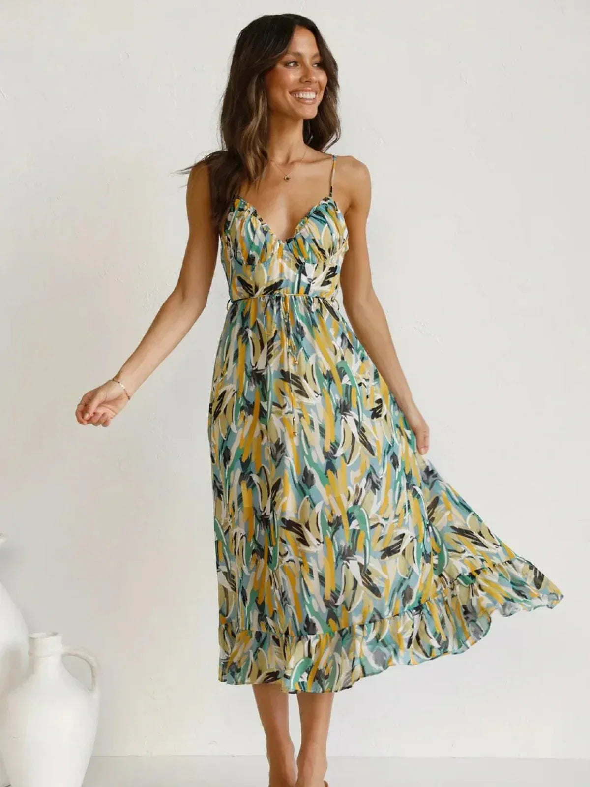 Vestido Midi Estampado Colorido
