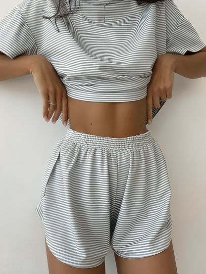 Pantalones y Top Rayas Cómodos Mujer