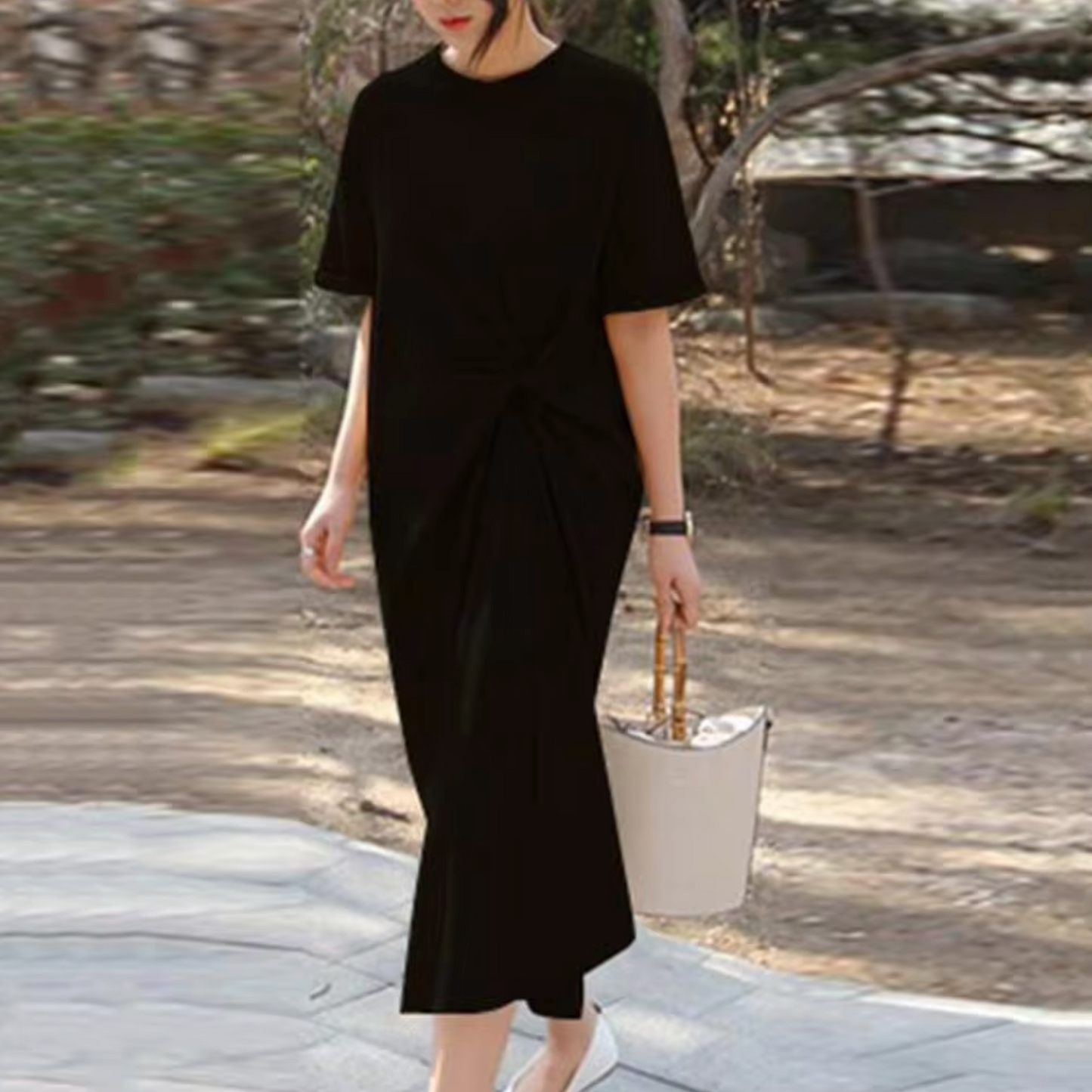 Vestido Midi Elegante con Detalle de Cinturón