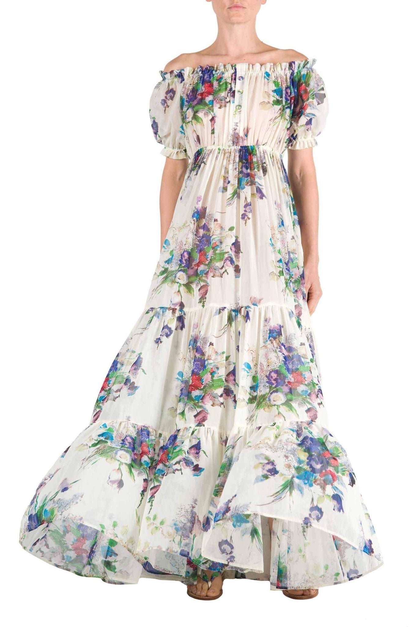 Vestido Estampado Verano Hombros Descubiertos - Vestiria