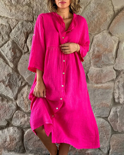 Vestido cómodo mujer corte suelto botones