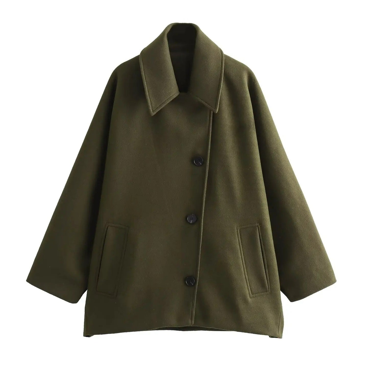 Abrigo Corto Chic con Cuello Polo y Mangas Acampanadas