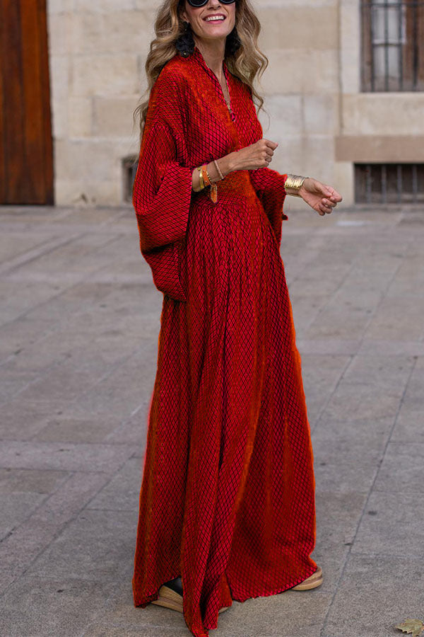 Vestido Cómodo con Cuello en V y Falda Amplia