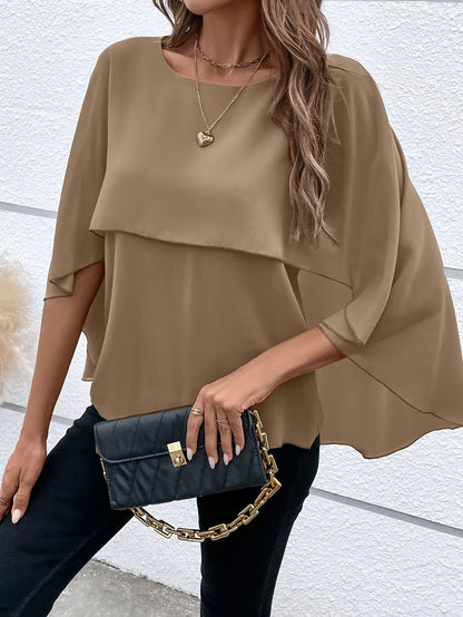 Blusa Capas Elegante con Mangas Amplias - Vestiria