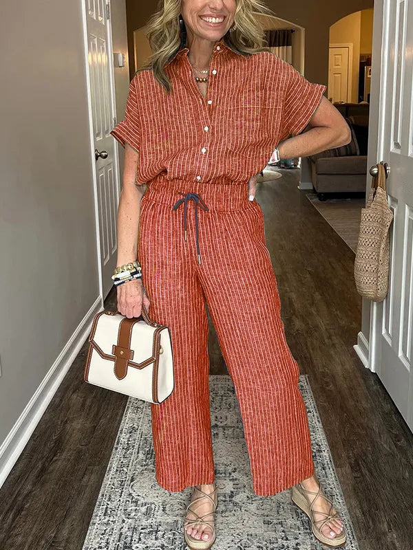 Conjunto Casual Camisa Suelta Pantalón Amplio