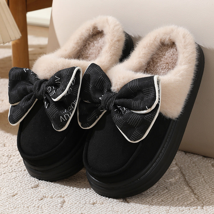 Pantuflas Mujer Peluche con Lazo Rosa