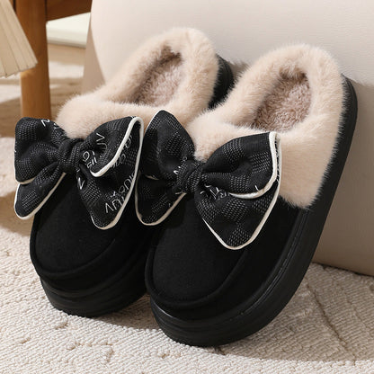 Pantuflas Mujer Peluche con Lazo Rosa