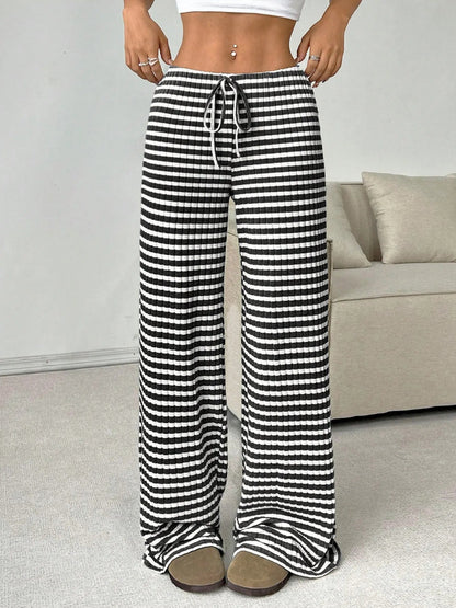 Pantalones Rayados Cómodos con Cinturón