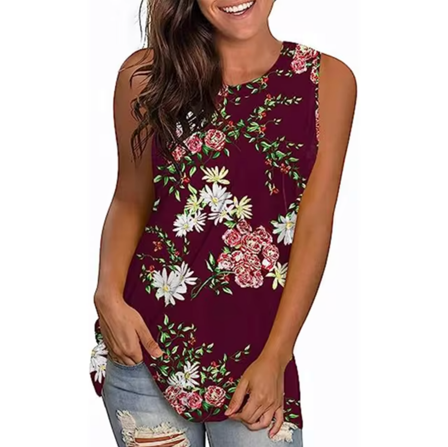 Camiseta Top Floral Estilo Verano