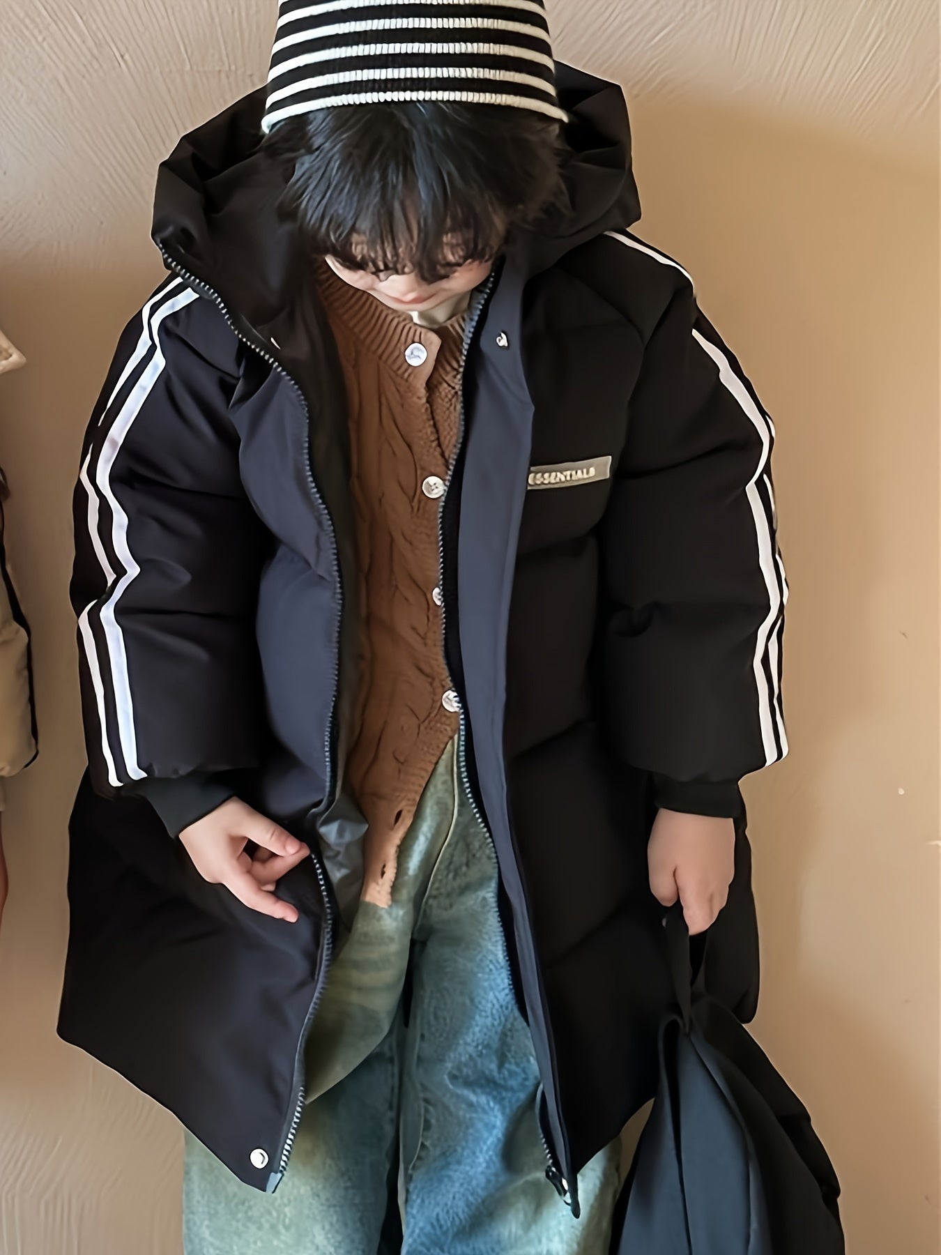 Chaqueta acolchada infantil con rayas invierno