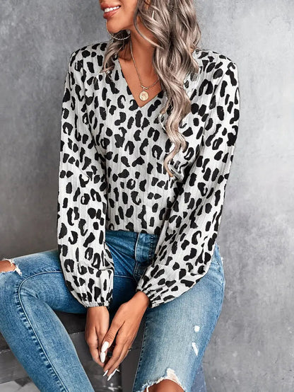Blusa de manga larga leopardo elegante