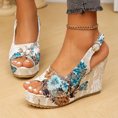 Sandalias Verano Florales Mujer Elegantes