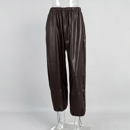 Pantalones Mujer Piel Sintética Adjustables
