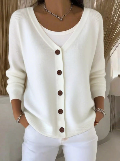 Cárdigan Mujer Cuello en V Botones Elegante