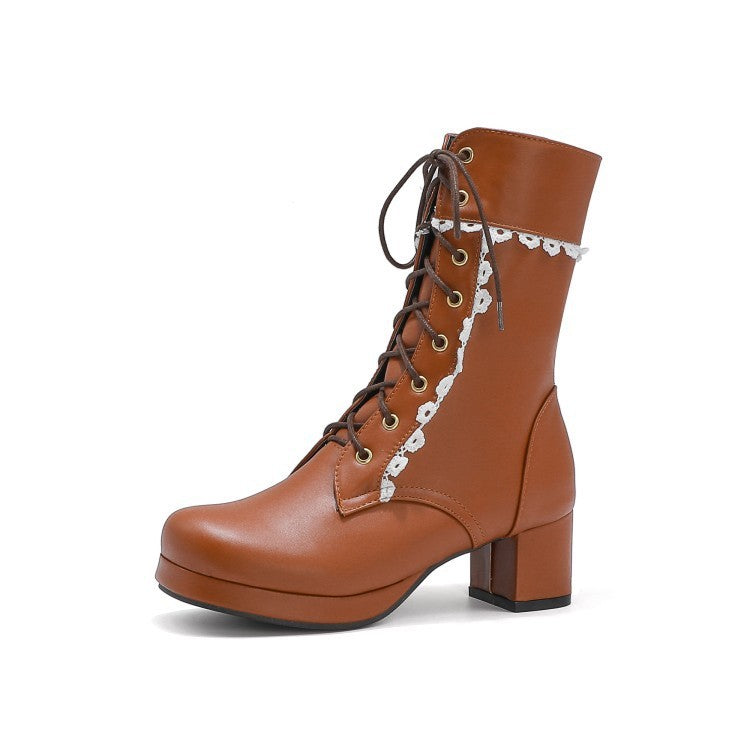 Botas Mujer Encaje Azul Celeste