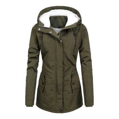 Chaqueta Mujer Polar Forrada con Capucha Ajustable