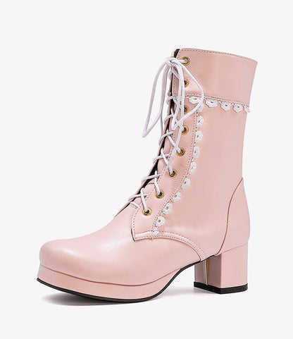Botas Mujer Encaje Azul Celeste