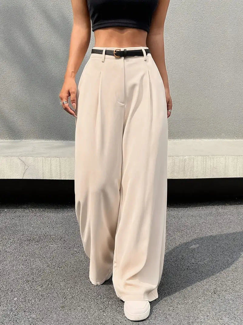 Pantalón Mujer Plisado Cintura Alta Cómodo