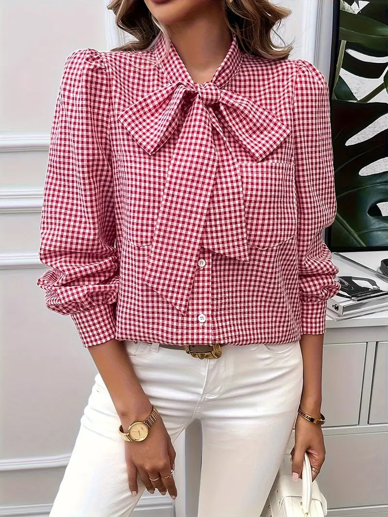 Blusa Ligera de Algodón con Pajarita Elegante - Vestiria