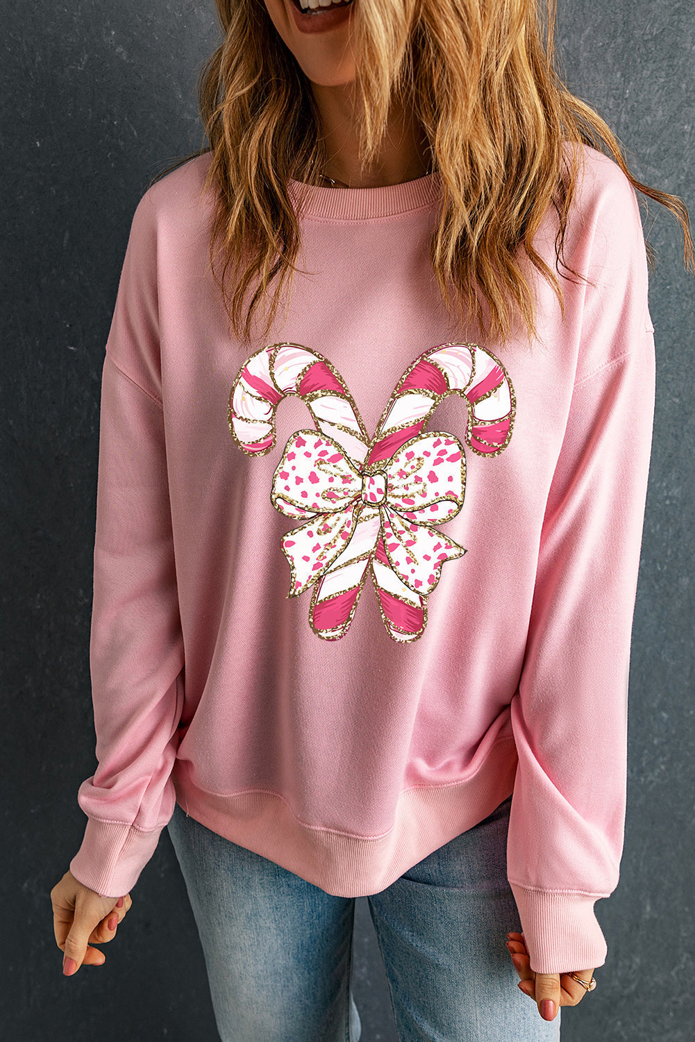 Sudadera Navideña Rosa Con Lazo - Vestiria