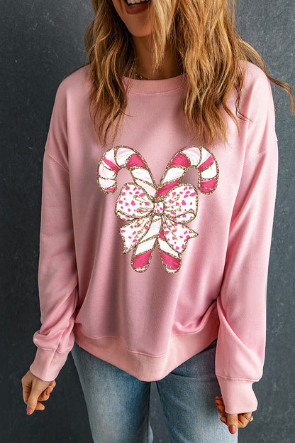 Sudadera Navideña Rosa Con Lazo - Vestiria