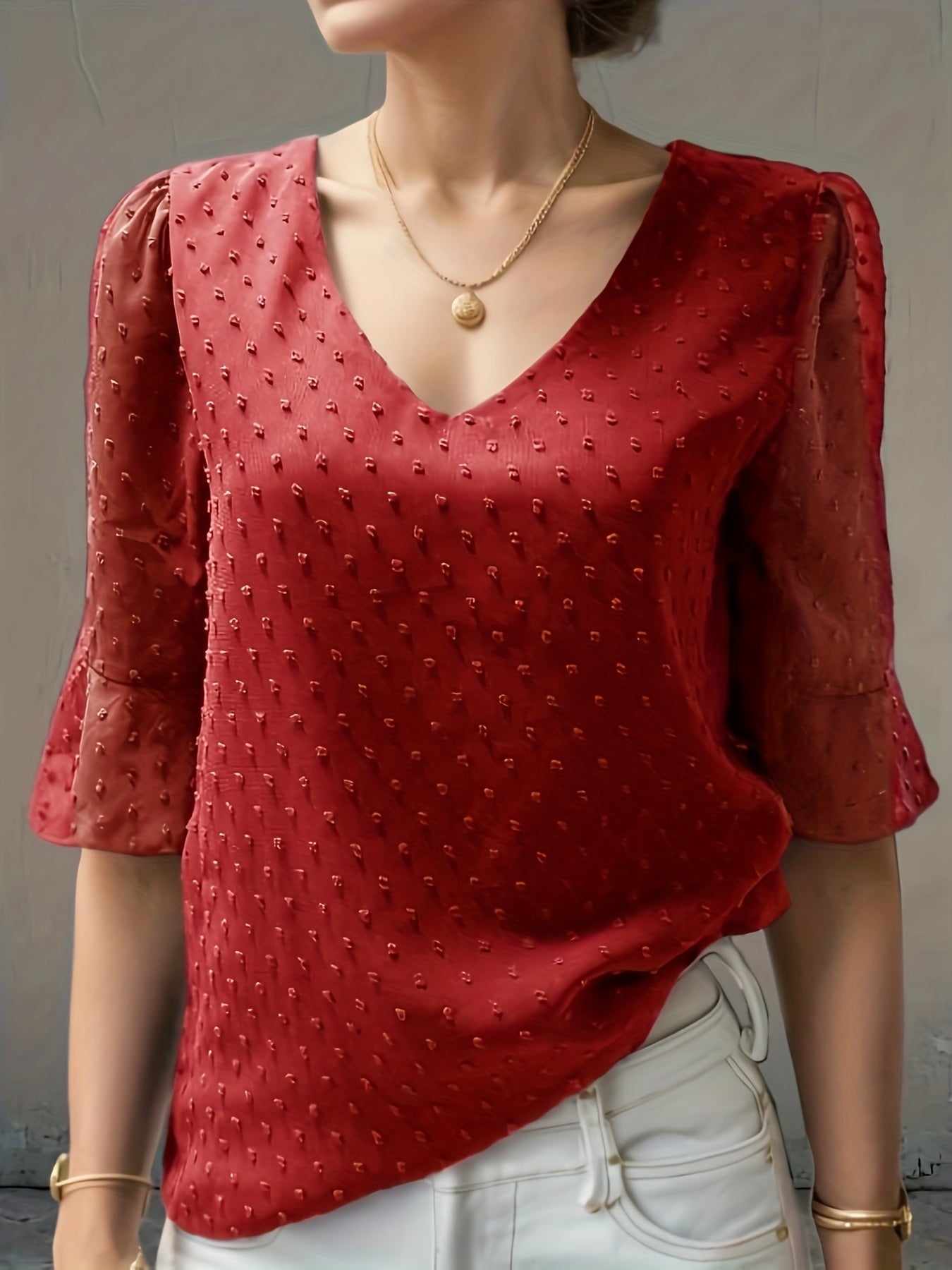 Blusa Gasa Ligera con Cuello en V Floral - Vestiria