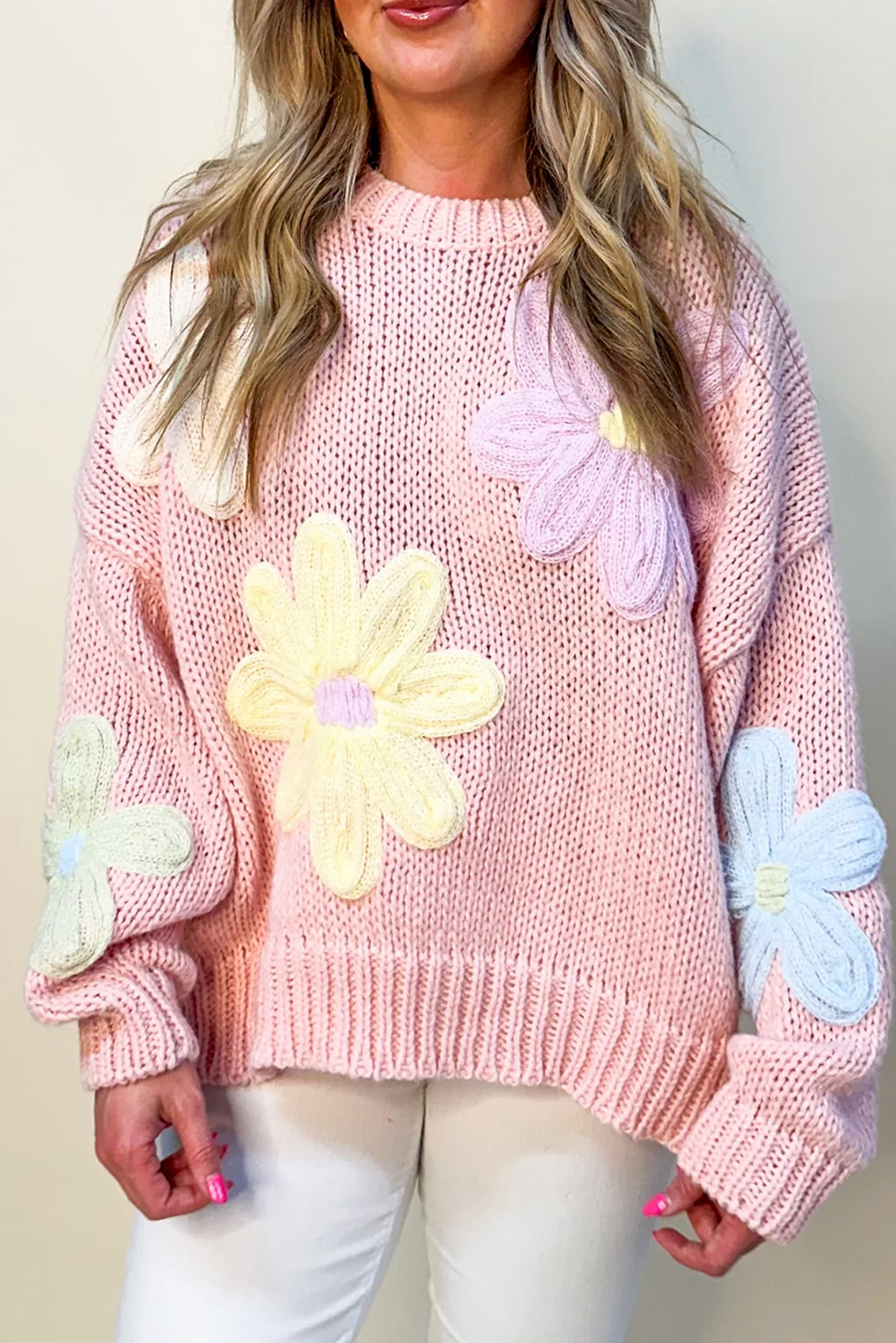 Jersey Floral Elegante con Bordados de Rosa - Vestiria