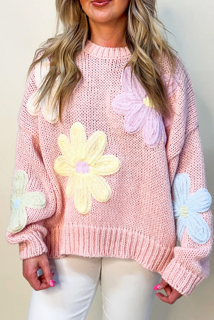 Jersey Floral Elegante con Bordados de Rosa - Vestiria