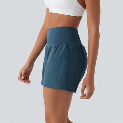Pantalón corto deportivo mujer cintura alta con bolsillos