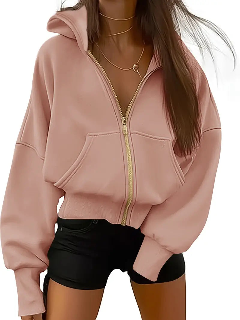 Sudadera Capucha Cremallera Algodón Mujer