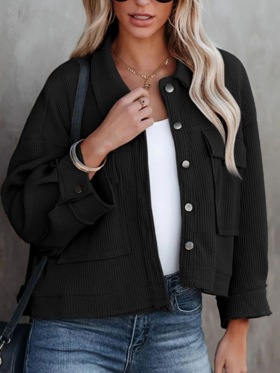 Chaqueta Casual Amplia Cuello Alto - Vestiria