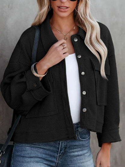 Chaqueta Casual Amplia Cuello Alto - Vestiria