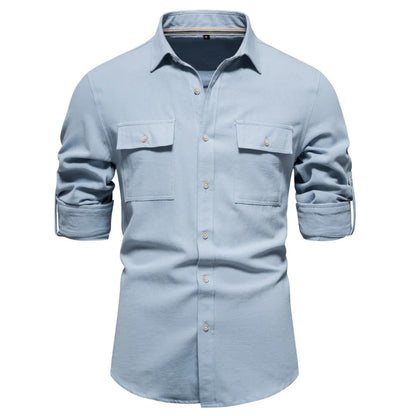 Camisa Hombre Algodón Bolsillos Cazadora Relajada - Vestiria