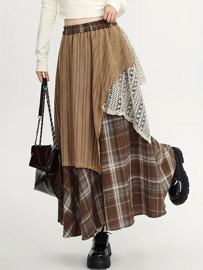 Falda Larga Cuadros Estilo Boho Chic - Vestiria