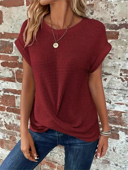 Camiseta de punto suave cuello redondo