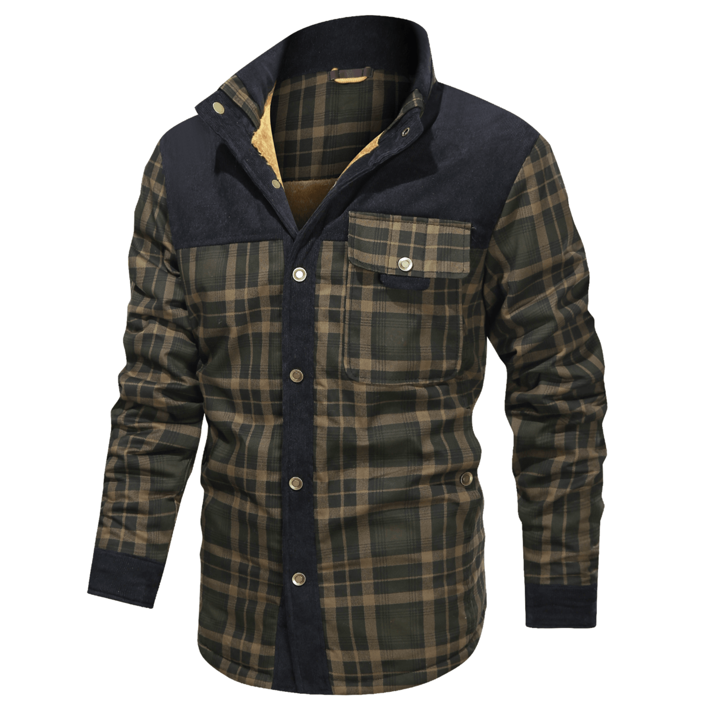 Chaqueta de franela a cuadros resistente para hombre
