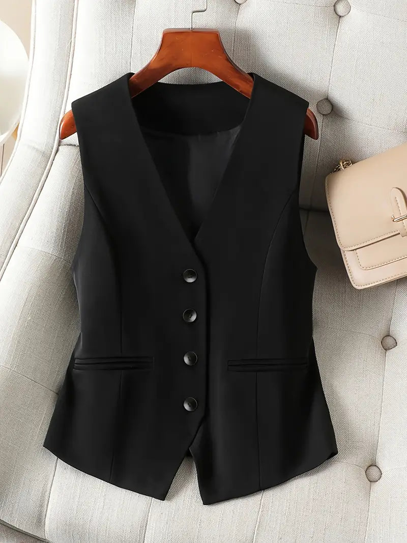 Chaleco ajustado mujer escote en V sexy