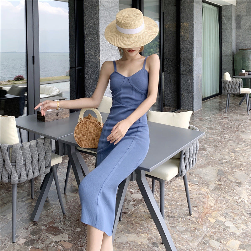 Vestido de Punto Midi con Tirantes para Mujer