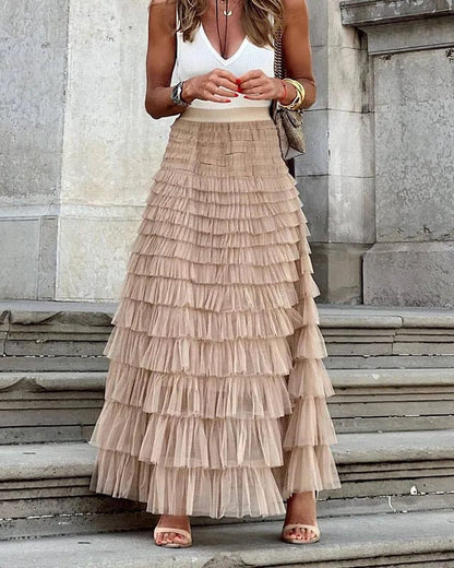 Falda de Encaje con Volantes Romanticos - Vestiria