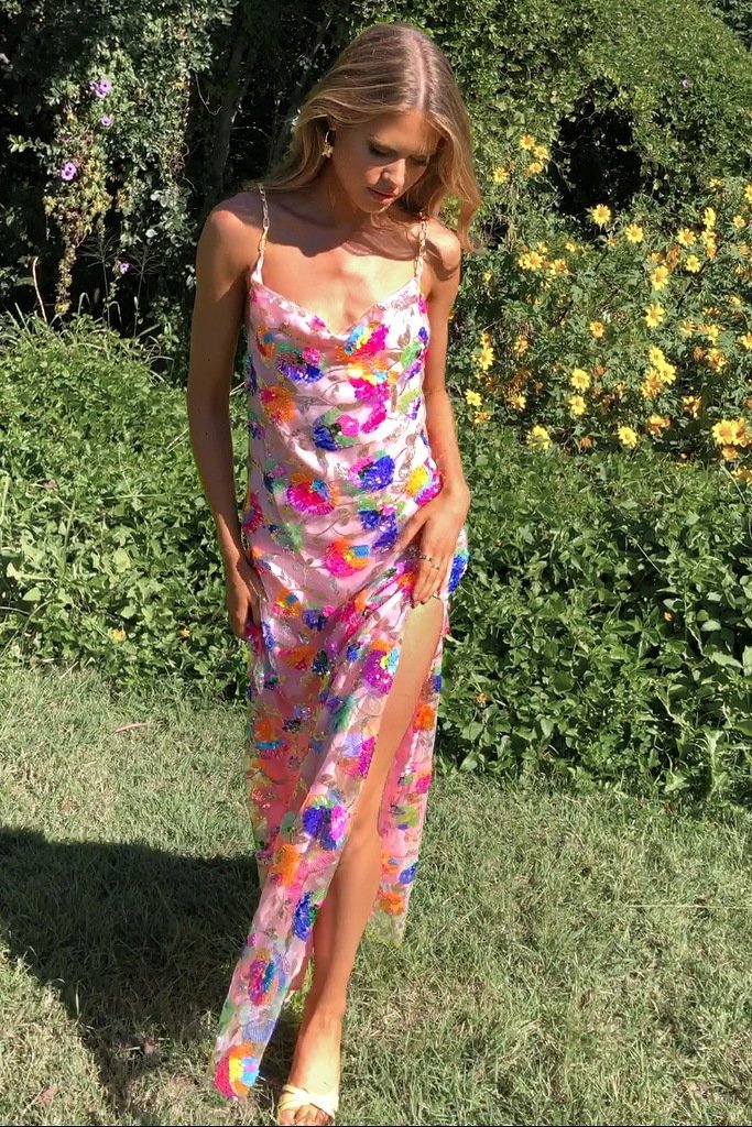 Vestido Fiesta Lentejuelas sin Espalda Elegante - Vestiria