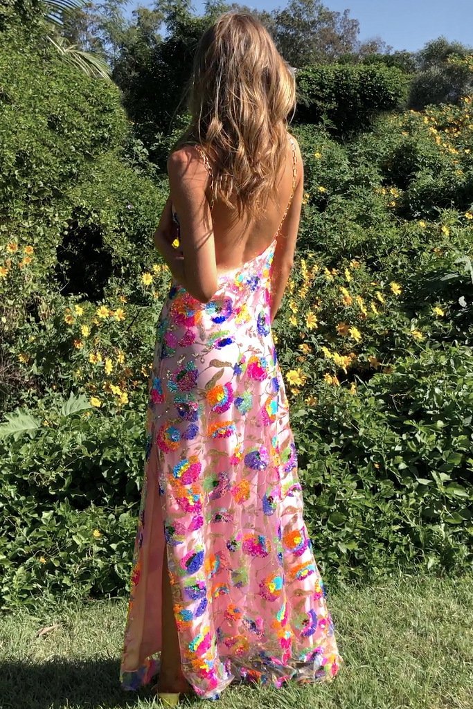 Vestido Fiesta Lentejuelas sin Espalda Elegante