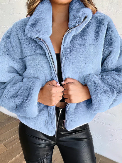 Chaquetón Cremallera Clásico Elegante Mujer