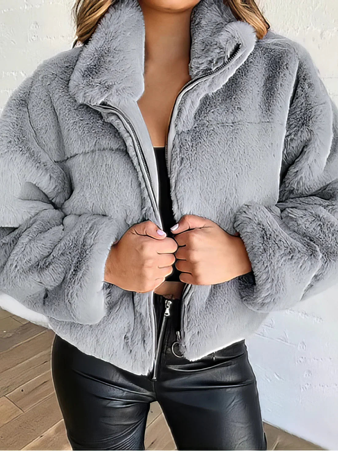 Chaquetón Cremallera Clásico Elegante Mujer