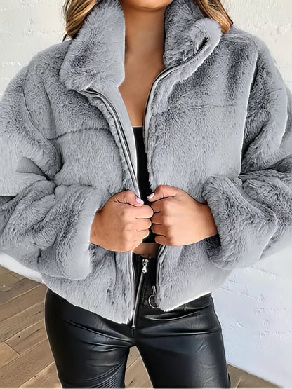 Chaquetón Cremallera Clásico Elegante Mujer