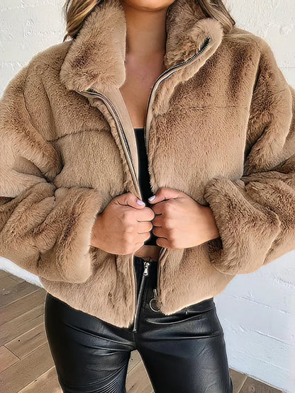 Chaquetón Cremallera Clásico Elegante Mujer